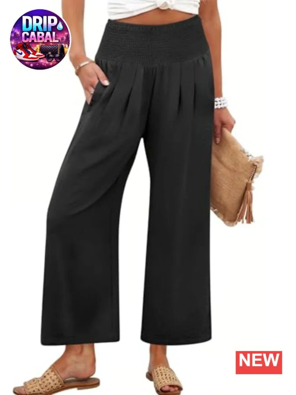 High Waisted Wide Leg Palazzo Pants with Pockets - Casual Summer Trousers